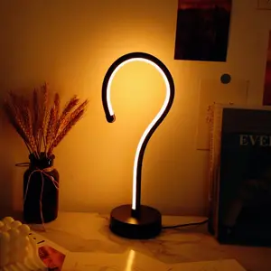 2PC Creative Question Mark Shape Table Lamp, USB Three-color Dimming Desktop Decoration Table Lamp