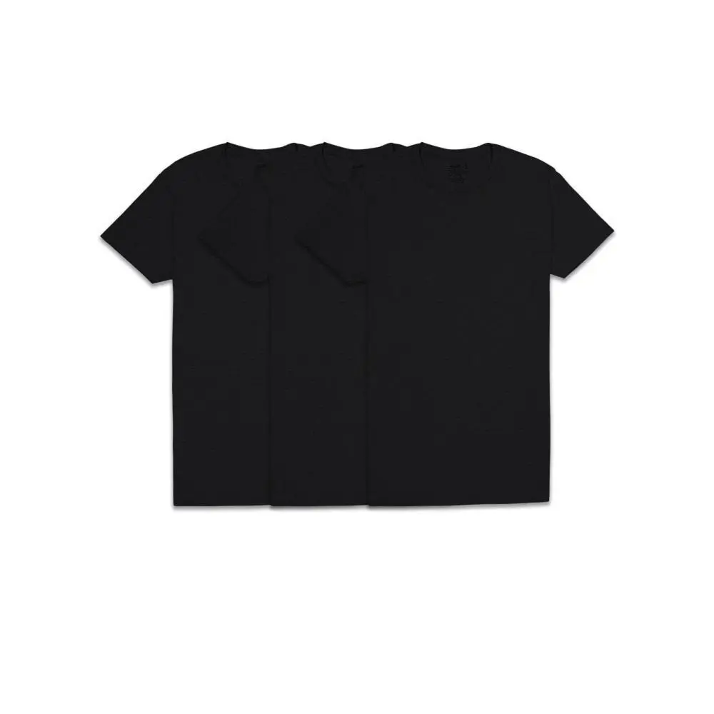 Fruit of the Loom Men's Cotton Crew Neck Short-Sleeve Undershirts, Black Multipacks, Size Small