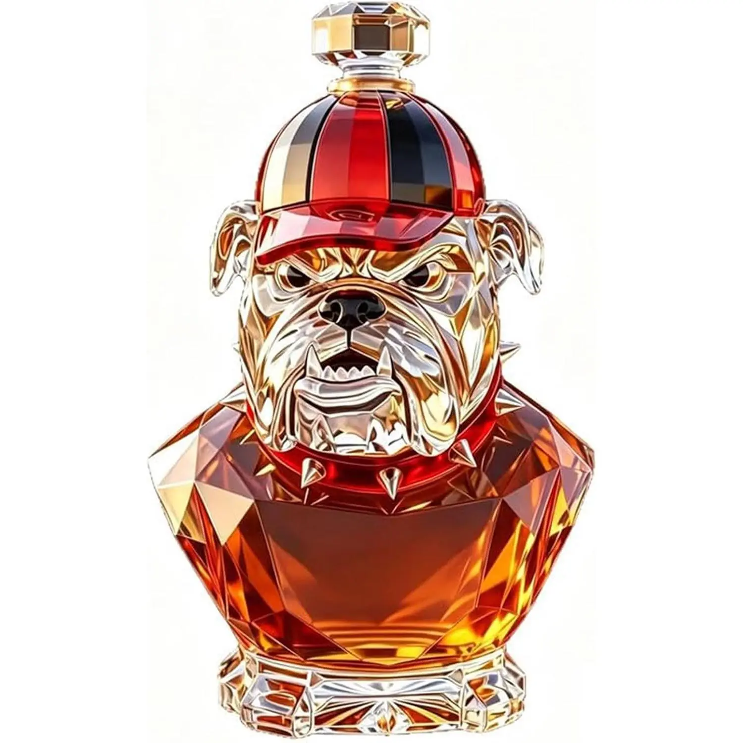 Bulldog Shaped Decanter with Hat Animal Sculpture Barware