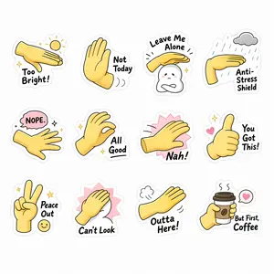 50Pcs Funny Hand Gesture Meme Stickers, Cute Self Care Vinyl Decals for Laptop Water Bottle Phone Case Journal