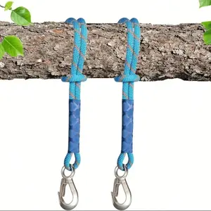 2pcs heavy-duty hook loop swing suspension ropes with stainless steel hardware. Durable nylon hammock chair connection straps, perfect for tree swings, patio chairs and outdoor yoga. Comes with carabiner for quick easy installation.