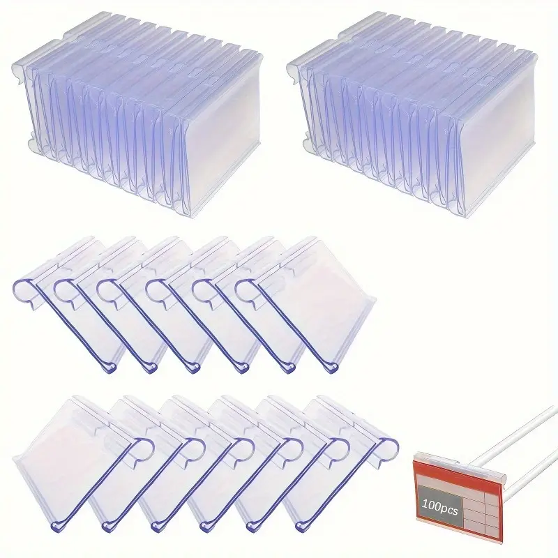 50pcs Label Holder, Price Label Holder Clear Plastic Reusable, Suitable for Large Shopping Malls, Supermarkets, Small Shops