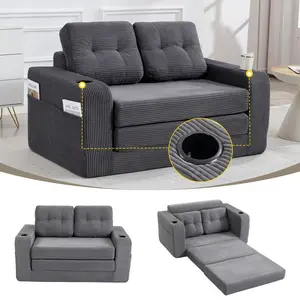 Convertible Sleeper Sofa Bed,Expandable Loveseat Couch Bed, 2 in 1 Convertible Sofa Bed , Fold Out Floor Couch with Pillows for Living Room Bedroom Lounge