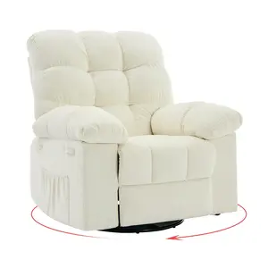 Garvee 360° Swivel Rocker Recliner Chair for Adults with Manual Reclining, Soft Upholstery, Sturdy Base, Smooth Rocking, Side Pocket, and Easy Assembly - Perfect for Living Room, Nursery, and Compact Spaces