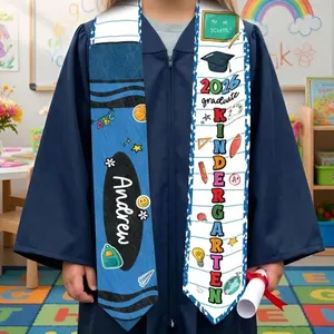 Custom Prek K Grad Pencil Graduation Stole with Name: Class Of 2026 Stole for Boy Girl, PreK K Graduate Sash, Toddler Grad Gifts