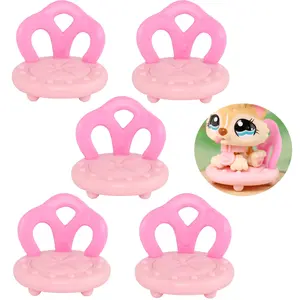 5 pc mini pink miniature furniture chairs for Dolls house animal figures, for kids playset xmas birthday gift