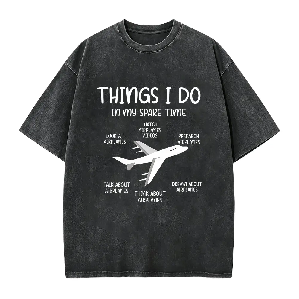 Unisex Funny Aviation Things I Do In My Spare Time Pilot Airplane Lover Graphic Tees, Short Sleeve Crew Neck Top, Humor Graphic Tee Casual Streetwear Cotton Tee, Trendy Aviation Enthusiast Gift Daily Tops, graphic tees, men's t shirts, trending clothes, s