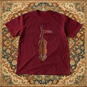 Maroon T-shirt Size L, National Geographic Burgundy Tiger Tee