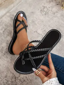 Women's Fashion Open Toe Slippers, Large Size Thick Rubber Sole Sandals for Daily Wear, Comfortable Summer Casual Shoes, Casual Slide Sandals, Footwear for Beach