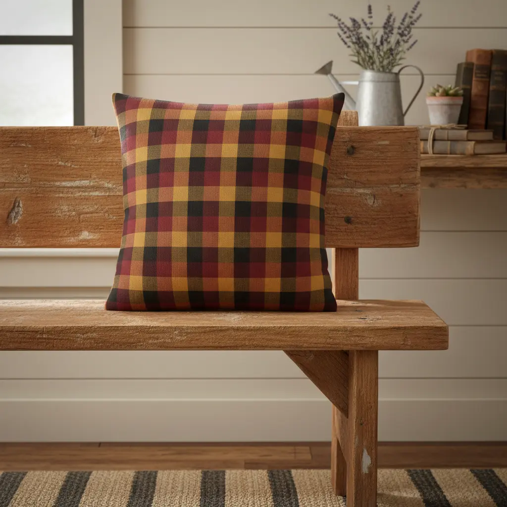 Heirloom Farm Primitive Check Pillow
