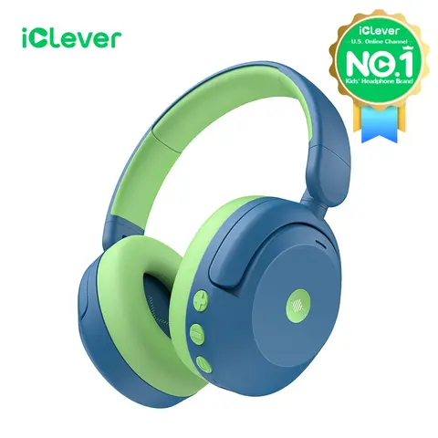 iCleverKids BTH20 Active Noise Cancelling Headphones 60H Play Time 80dBA Volume Limit Bluetooth 5.4 Audio Headset Electronic