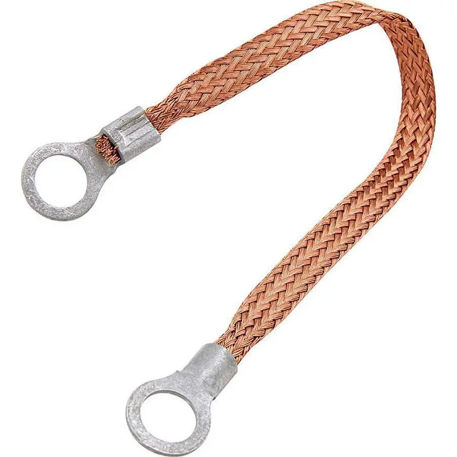 Copper Ground Strap 6in w/ 1/4in Ring Terminals
