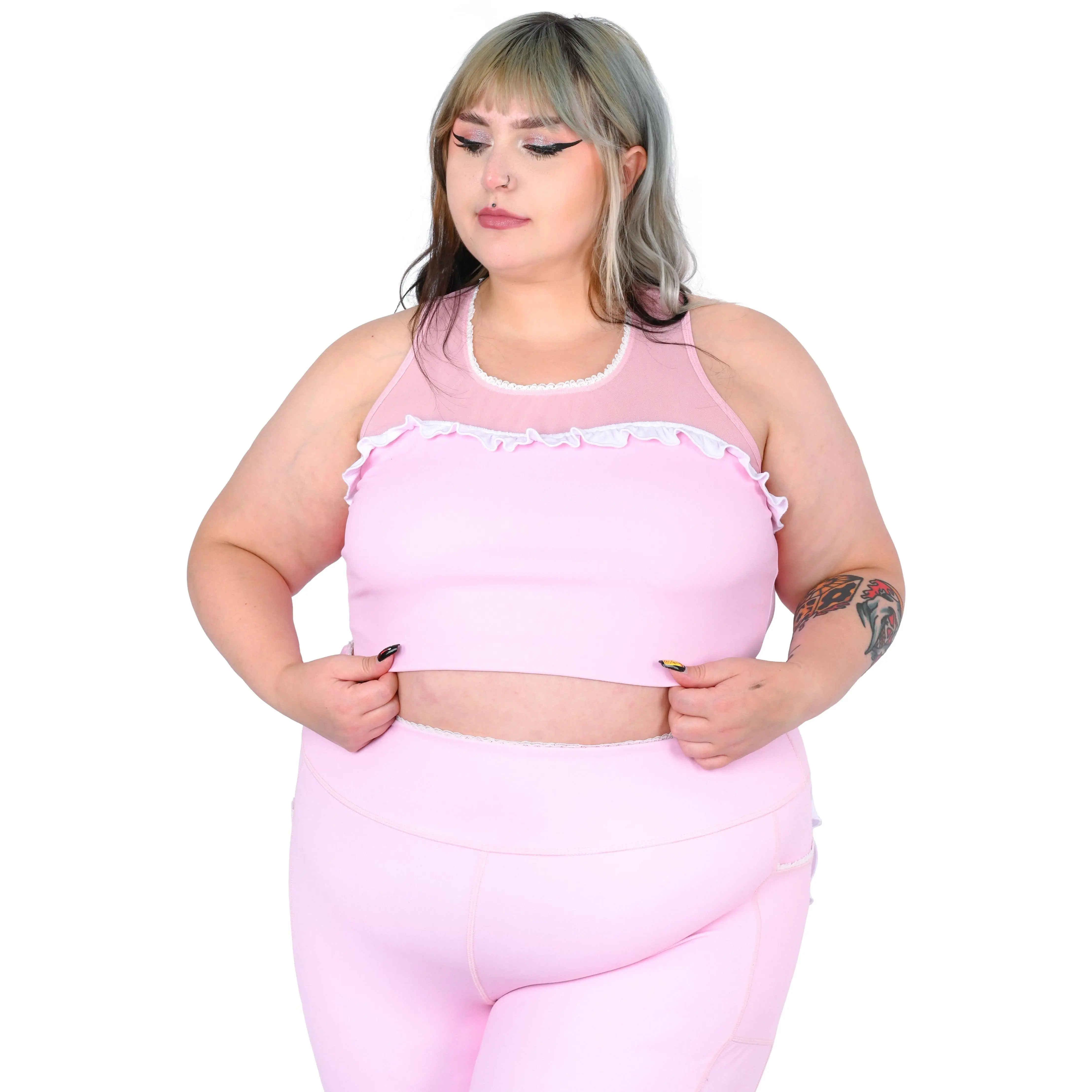 Pink Ruffle Racerback Sports Bra Pink Ruffle Racerback Sports Bra