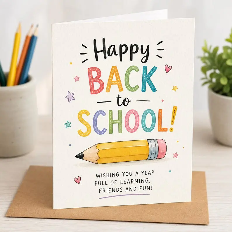 Back to School Card, First Day Student Greeting Card, Special Gift, New Personalised, Hello Teacher, Teacher Gift