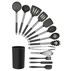 MegaChef  Silicone & Stainless Steel Cooking Utensils, Gray - Set of 14