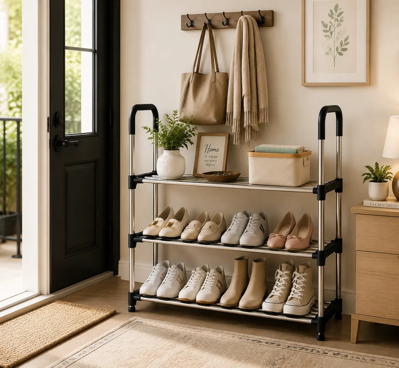 Multi-Tier Shoe Rack, Space-Saving Freestanding Shoe Organizer for Entryway, Closet and Bedroom, Large Capacity, Easy Assembly