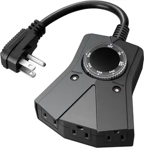 Light Timer Outdoor Weatherproof, Heavy Duty 3-Prong Grounded Outlet, Dusk to Dawn and 2/4/6/8 Countdown Timer for String Light, UL Listed