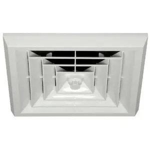 Havaco Quick Connect HT-GRB-S1D White Square Ceiling Diffuser 8-7-6 in. Reducing Boot and Rotary Damper, Square Shape, Multi-Size, Paintable