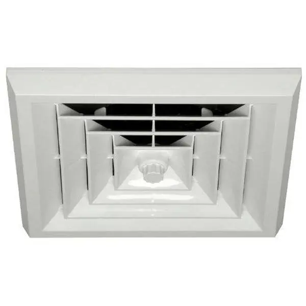 Havaco Quick Connect HT-GRB-S1D White Square Ceiling Diffuser 8-7-6 in. Reducing Boot and Rotary Damper, Square Shape, Multi-Size, Paintable