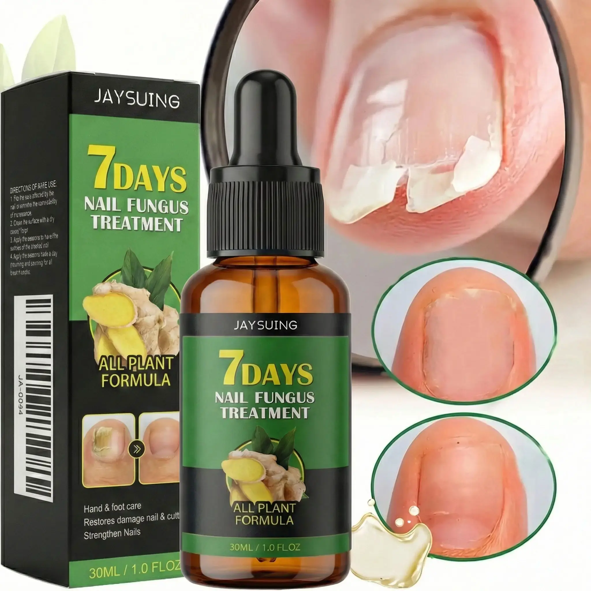 Jaysuing 7 Days Advanced Nail Care Serum & Cuticle Oil - Herbal Extract Liquid for Foot & Hand Nail Strength, Nourishing & Renewing Wellness Solution, Plant-Based Care Aid for Split, Discolored, Thickened, & Damaged Nails - 30ml