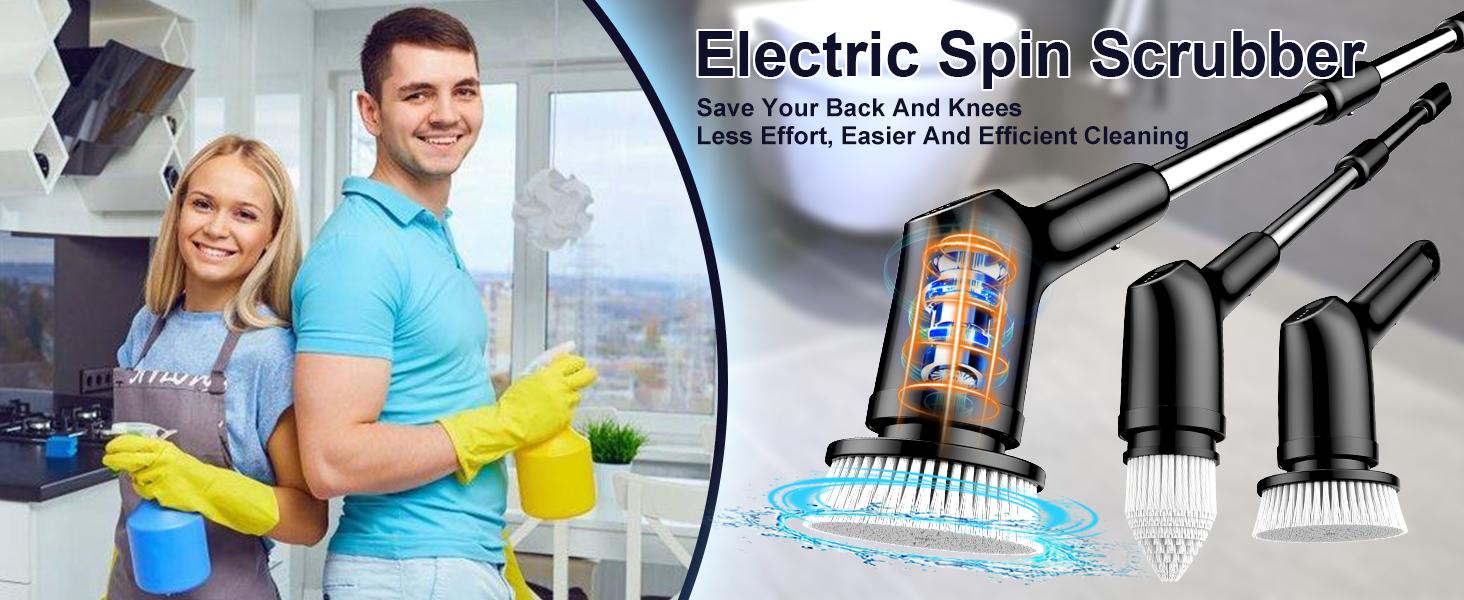 2025 Electric Spin Scrubber, 9 Heads, 53” Extension Arm, Dual Speed, 1.5H Battery for Bathroom, Tub, Grout, Floor & Car Cleaning 2025 Electric Spin Scrubber, 9 Heads, 53” Extension Arm, Dual Speed, 1.5H Battery for Bathroom, Tub, Grout, Floor & Car Cleaning