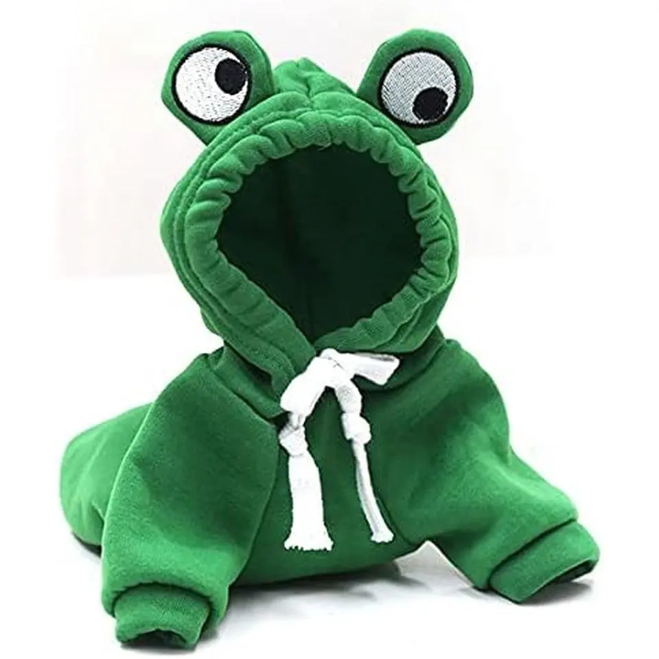 Warm Dog Winter Clothes Cute Fruit Dog Coat Hoodies Fleece Pet Dogs Costume Jacket for French Bulldog Chihuahua Ropa Para Perro(Green,Xs)