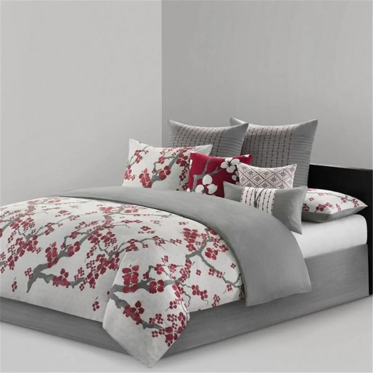 Natori NS10-1848 100 Percent Cotton Sateen Printed Comforter Set, Multi - Queen