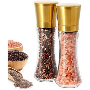 Gold Salt and Pepper Mill Set Stainless Pepper Shaker Coarseness Salt Black Pepper Spice Mill