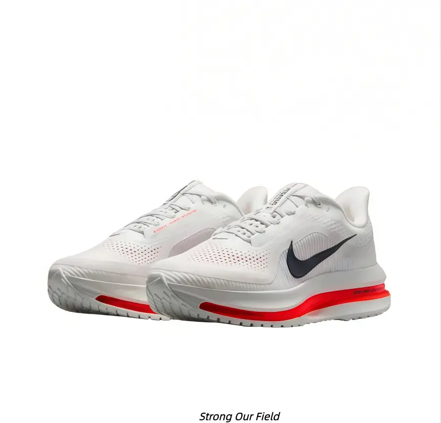 Pure White Mesh Running Sneakers Black Side Logo Red Visible Air Cushion Thick Cushion Midsole Lightweight Breathable Fitness Shoes Unisex