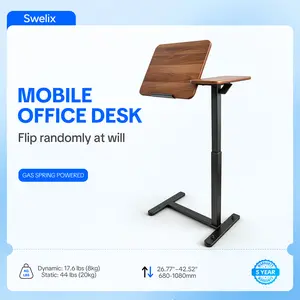 PORTABLE LAPTOP MOBILE DESK — Pneumatic Arm, Multi-Height, 60° Tilt, 44lb Static Load, 17.6lbs Dynamic, Ergonomic Office & Home, Adjustable Table