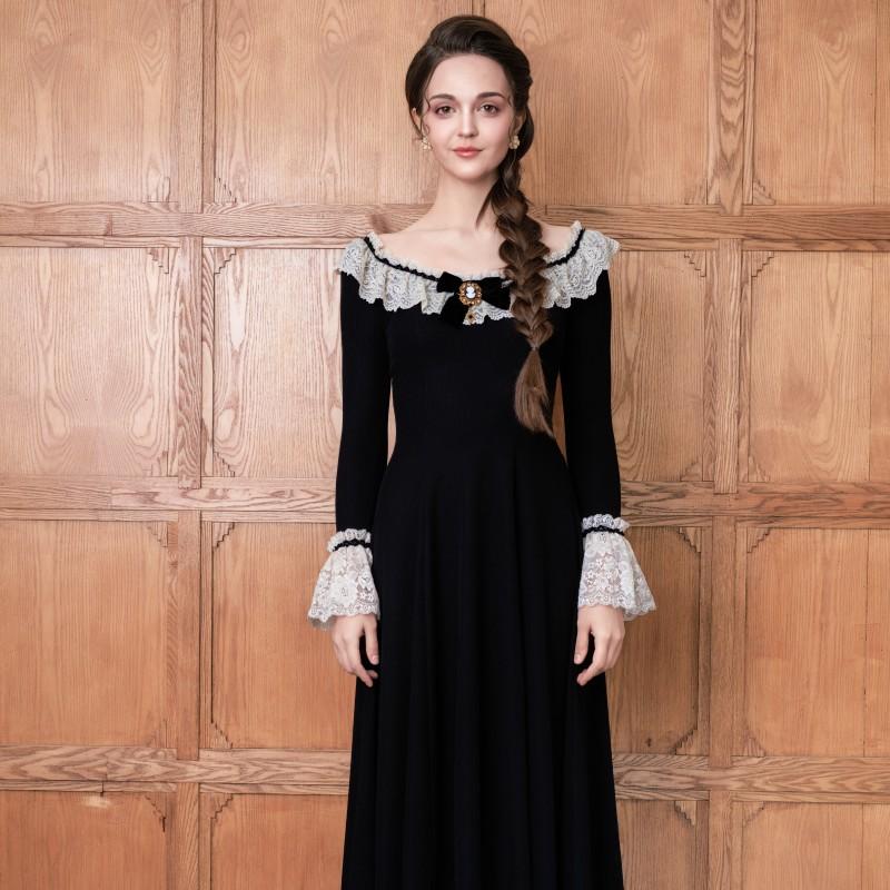 Delphi Muse Knit Dress--LuminaVenus Dresses Irregular Hem Alix Earle Dress  Casual Chic Elegance Elegant Everyday Fabric Fashion Feminine Flared Lace Soft Vintage Style Black Womenswear Black Womenswear