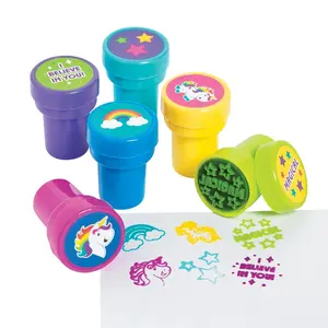 1 1/2" Unicorn Self-Inking Bright Color Plastic Stampers - 24 Pc.