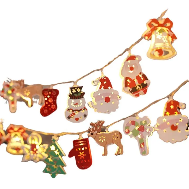 Christmas Ornament String Lights with Santa Claus, Reindeer, and Bell Designs for Festive Decorations