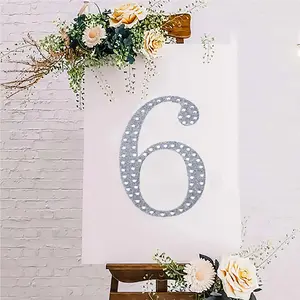 Decorative Rhinestone Number "6" Stickers 8", Silver Glitter Adhesive Craft Numbers - DIY Sparkle Embellishments