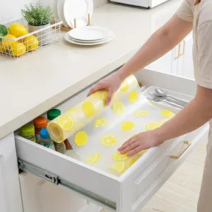 Eva Kitchen Cabinet Liner, Non-Stick Waterproof Oil-Resistant, Lemon Design, Easy Clean Durable, Anti-Slip Shelf Protector