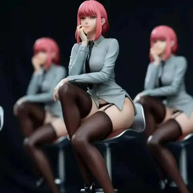 New 25cm Chainsaw Man Anime Figures Makima Figure Sitting Posture Pvc Statue Room Ornament Collection Model Toys Birthday Gifts