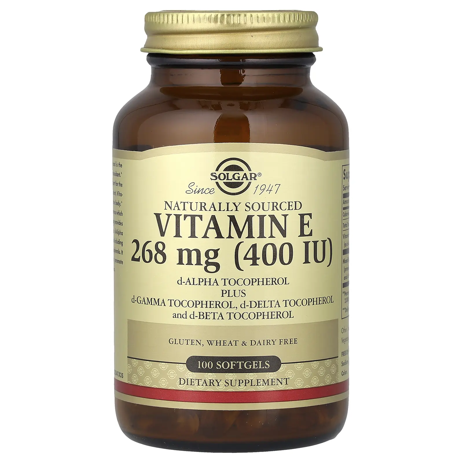 Solgar Vitamin E, Naturally Sourced, 100 Softgels