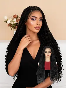 Lehanhair 28 Inch Full Lace Front Square Knotless Braided Wig, Knotless Box Twist Braided Wigs Full Lace Braided Lace Wigs For Women Lace Frontal  Locs Braided Wigs Box Braid, Baby Hair, Synthetic Lace Front Wig for Women