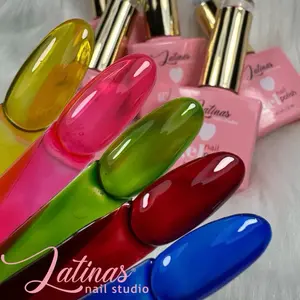 Latinas Nail Studio Gel Vitral Gummy Nail Care Art Jelly Gel Pack of 5 Colors Pink Red Green Blue Yellow