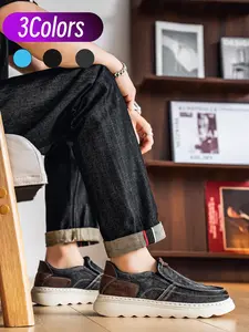 Men Denim Slip-on Shoes, Thick Platform Sole, Comfort Non-rub Design, Perfect for Daily Commute Wear