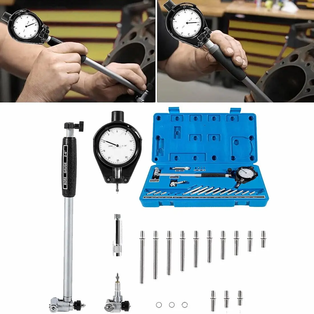 52-646-400-0 For Deep Engine Cylinder Dial Indicator Bore Gage Gauge Set 1.4"-6"