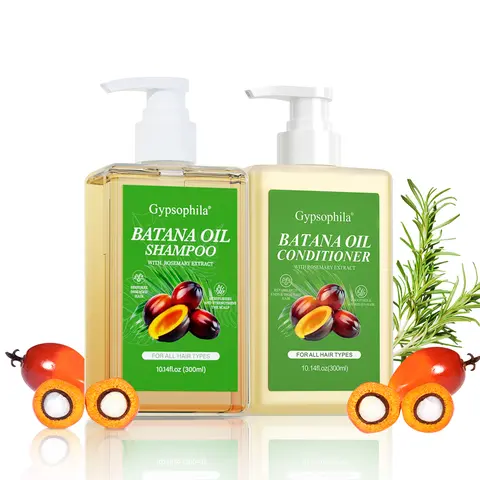 Gypsophila Batana Oil Shampoo & Conditioner Set (2x10.4 fl oz/300ml) - Gentle Nourishing Daily Duo with Rosemary Extract, Cleansing, Anti-Frizz, Repairing, Smoothing, Shine-Boosting, Volumizing for Youthful Fuller Hair, All Hair Types