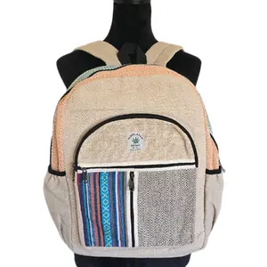 Handmade Boho Patchwork Backpack with Hemp & Cotton Material - Great for School, College or Day to Day Use
