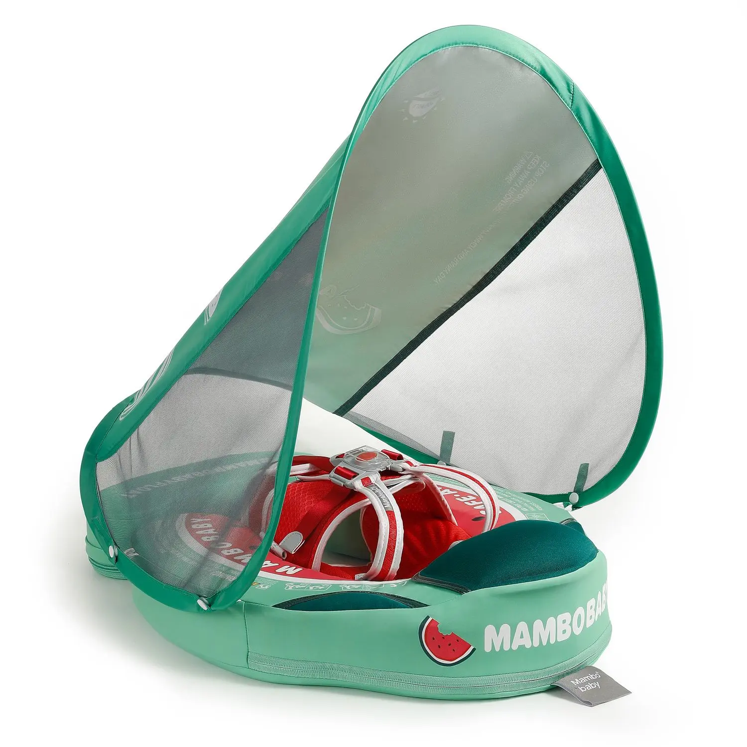 Heccei FoamCore Classic Watermelon Safety Baby Float for 3M-2Y I UPF 50+ Removable Canopy