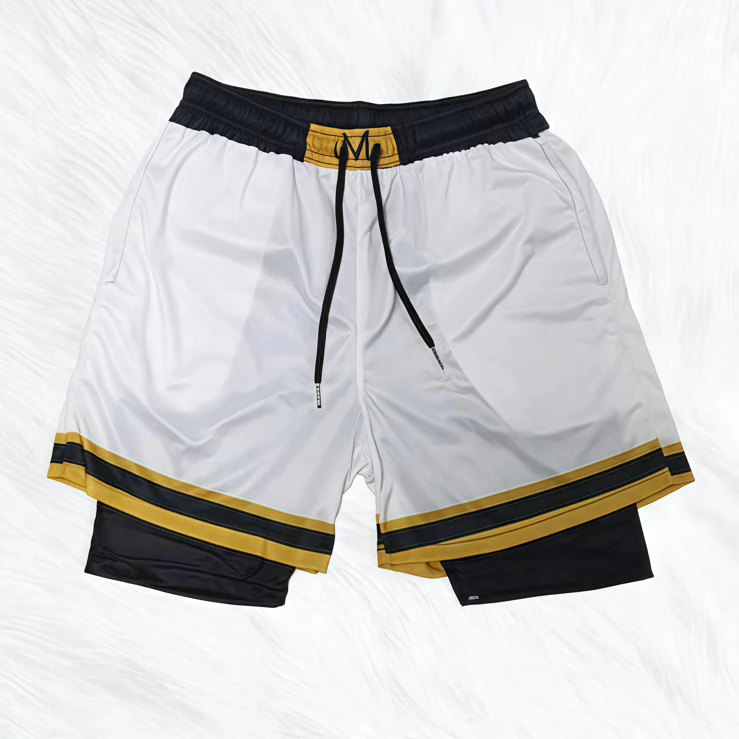 Men's Fitted Moisture-Wicking Colorblock 2-in-1 Drawstring Active Sports Shorts - Short Inseam, Suitable for Gym Sessions, Outdoor Summer Activities, Male Work Safety Apparel, Machine Washable, Normal Type