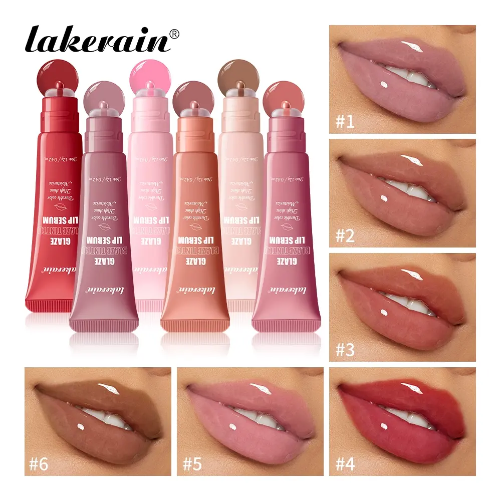 6 Counts Hydrating Nourishing Tinted Lip Gloss, Peptide-Infused Pomegranate Oil Plumping Lip Balm, Glossy, Moisture, Mirror Finish, Long-Lasting Hydration, for Dry Cracked Lips & Fine Lines, 6 Shades, Lip Care, Suitable for All Skin Tones, Makeup