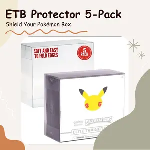 "Protect Your Sealed Collection! 5x Pack ETB Plastic Protectors - Fits Pokemon Elite Trainer Boxes"