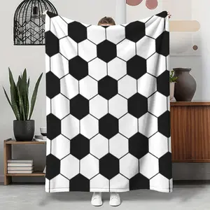Soccer Fan Blanket Gift, Black White Hexagon Soccer Ball Geometric Pattern Flannel Throw, Soft Cozy Warm Nap Blanket for Bedroom Living Room Couch Man Cave, Gift for Soccer Lover Him Her Boyfriend, Christmas Birthday Holiday Present