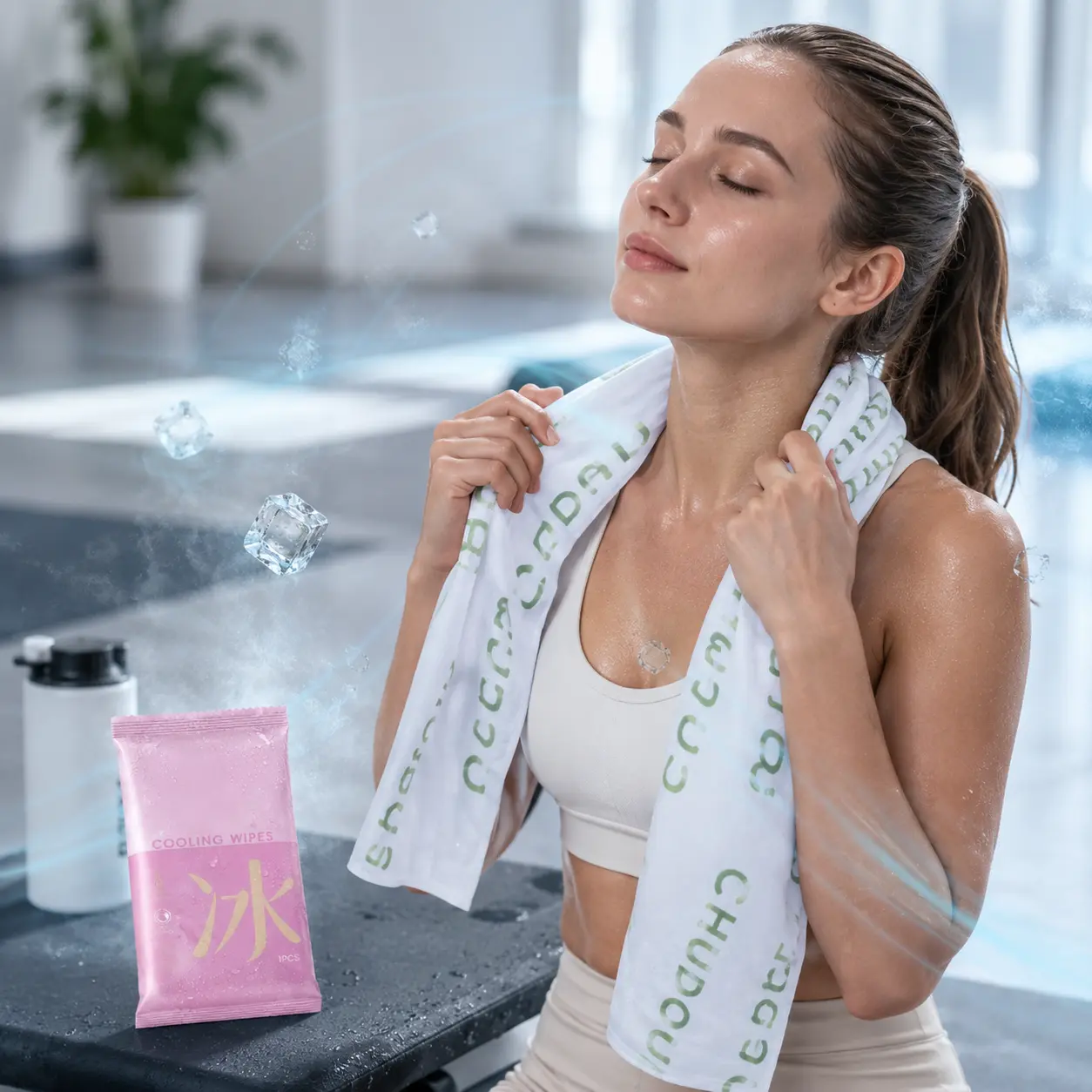 Cooling sports fabric for summer, a quick-cooling and sweat-resistant material, individually packaged cooling discs for outdoor training.