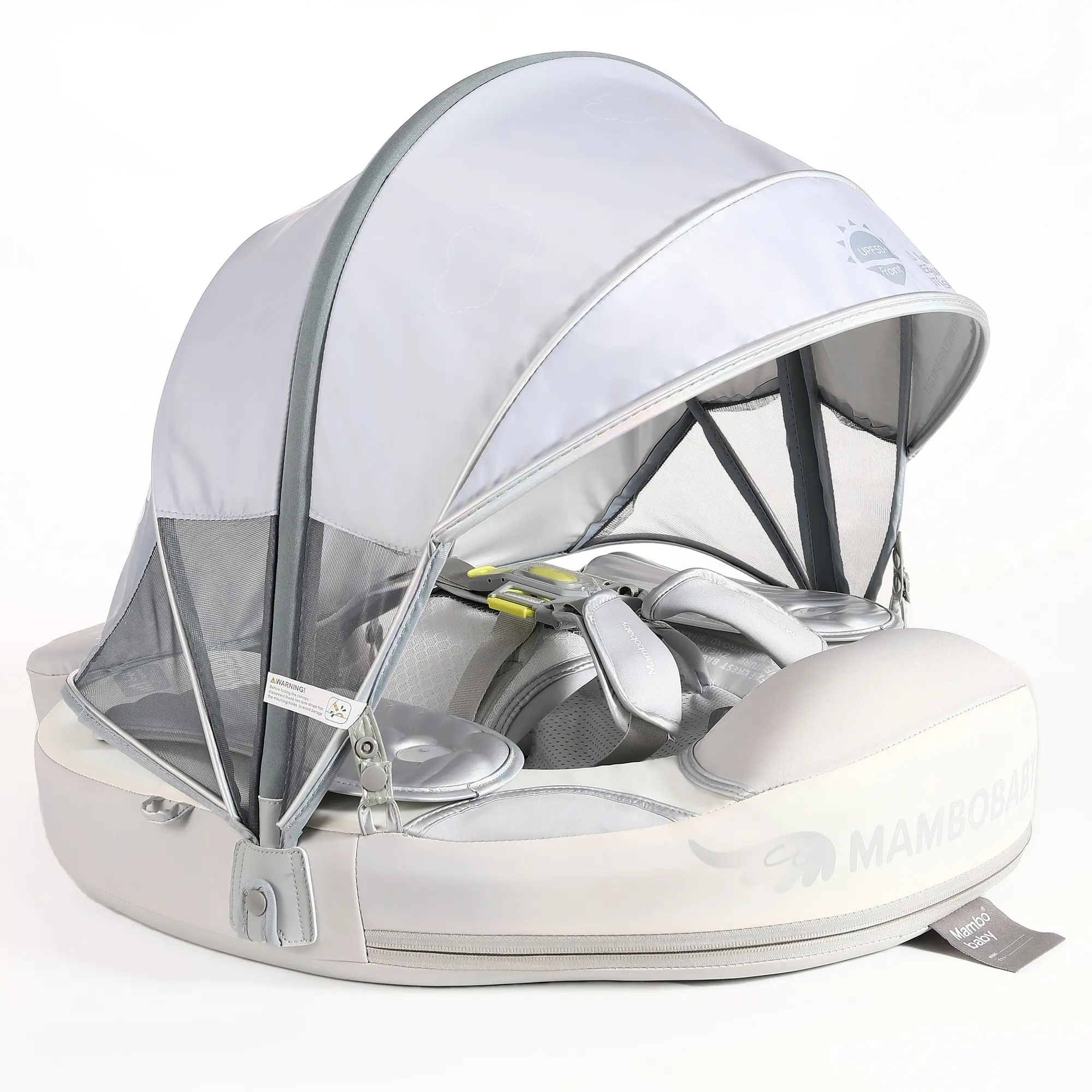 Heccei FoamCore Ultra Safety Angel_Silver Baby Float for 3M-2Y I UPF50+ Removable Canopy